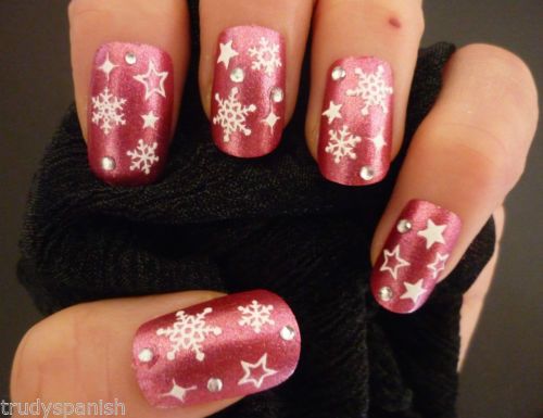 Wedding - Details About Christmas Snow White Stars & Snowflakes Design 3D Nail Art Stickers Decals (Y11)