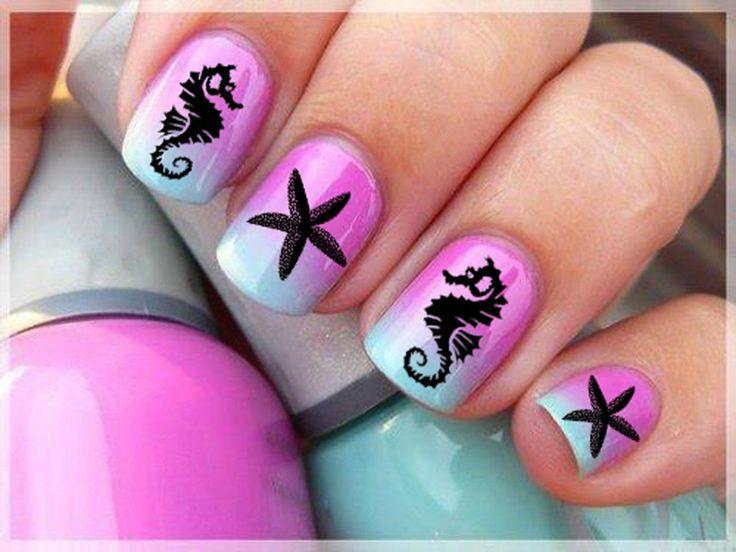 Wedding - 61 STARFISH And SEAHORSE Nail Art TROPICAL - Professional Results Decals