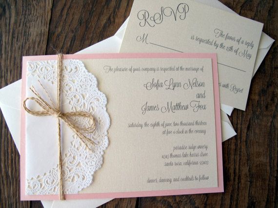 Wedding - Lace Doily Vintage Wedding Baby Shower Invitation Invite