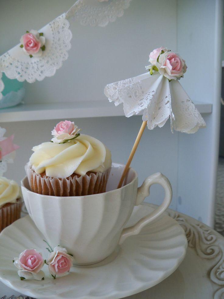 Wedding - Three Parasol Cupcake Toppers For Birthday Party