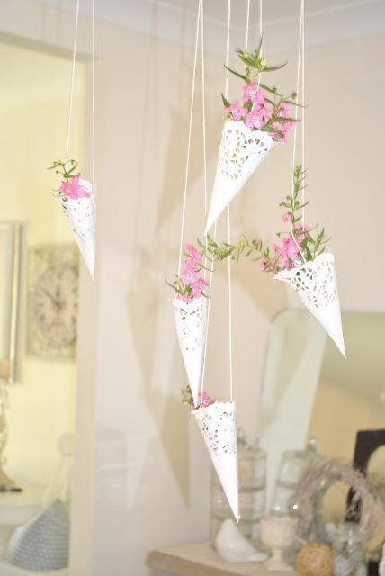 Wedding - Paper Doily Hanging Baskets   