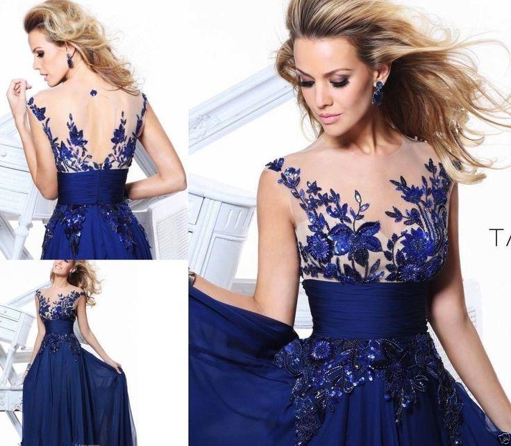 Hochzeit - New Long Blue Applique Prom Gown Evening/Formal/Party/Cocktail/Prom Dress