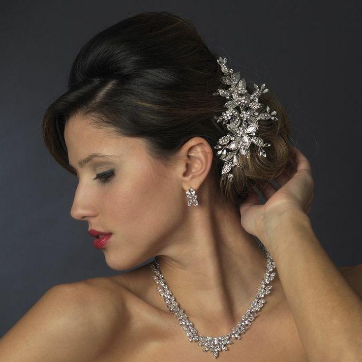 Mariage - Glamorous Cubic Zirconia CZ Wedding Necklace Earrings Jewelry Set
