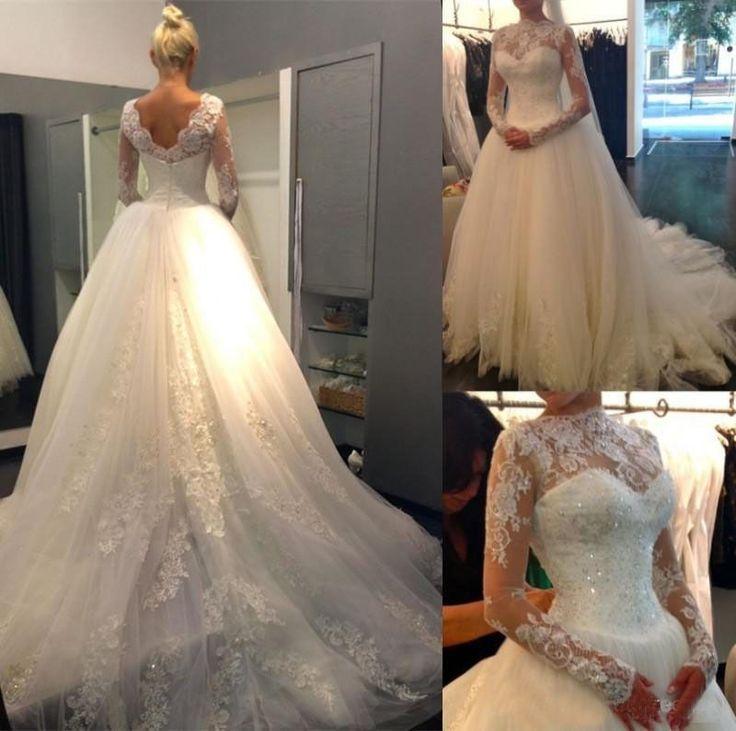 زفاف - Sexy Lace Wedding Dresses Straps Bridal Dress Gown Custom Size 2-4-6-8-10     