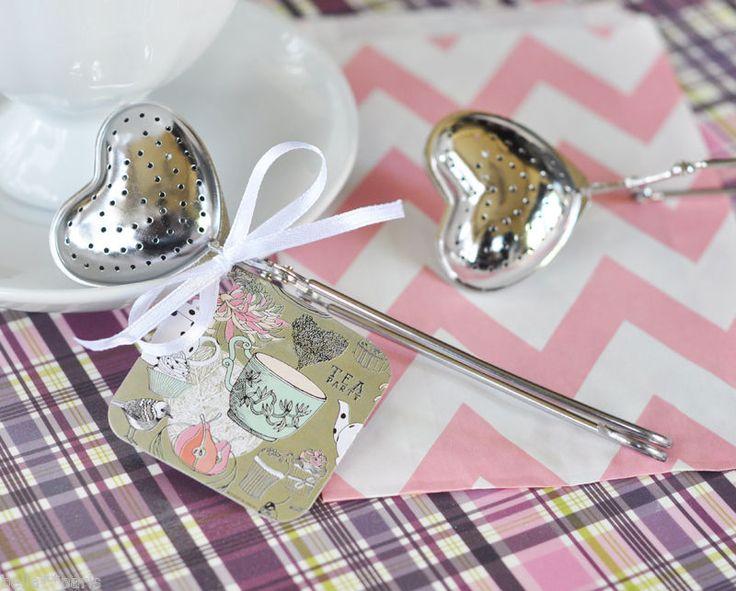 Mariage - 25 Heart Shaped Tea Party Infuser Shower Wedding Favors Can Be Personalized