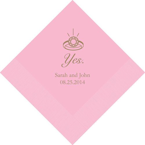 Wedding - 100 Yes To Ring Personalized Wedding Engagement Party Luncheon Napkins