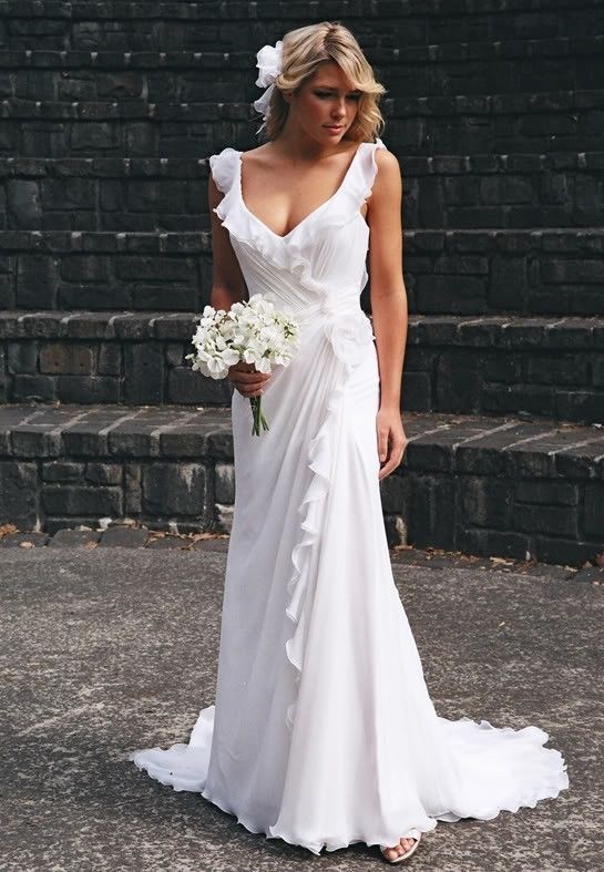 Hochzeit - Hot White Ivory Bridal Wedding Gown Ball Dress Beach Wedding Dress Custom Size