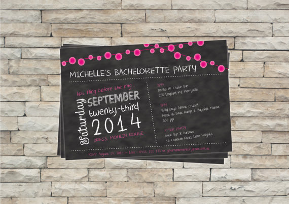 Mariage - Custom Printable Hens' Night / Bachelorette Party Invitation - Chalkboard / Blackboard - New