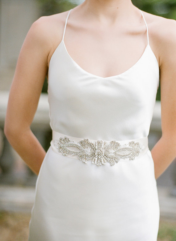 زفاف - Madina Bridal Sash Swarovski Crystals Wedding Belt - New
