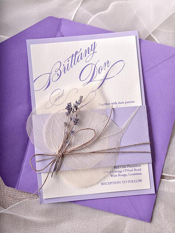 Mariage - Custom listing (100) Lavender Wedding  Invitations cards