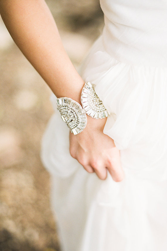 Hochzeit - Amara Bracelet with Crystals  Bridal Wedding Accessory - New