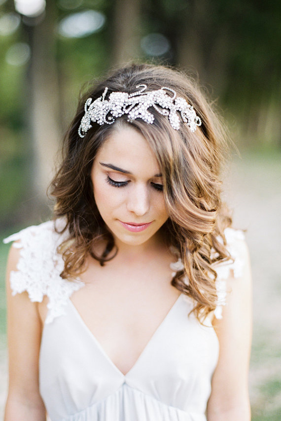 Свадьба - Halcyon  Swarovski Crystal Headband  Silver Bridal Headpiece  Wedding - New