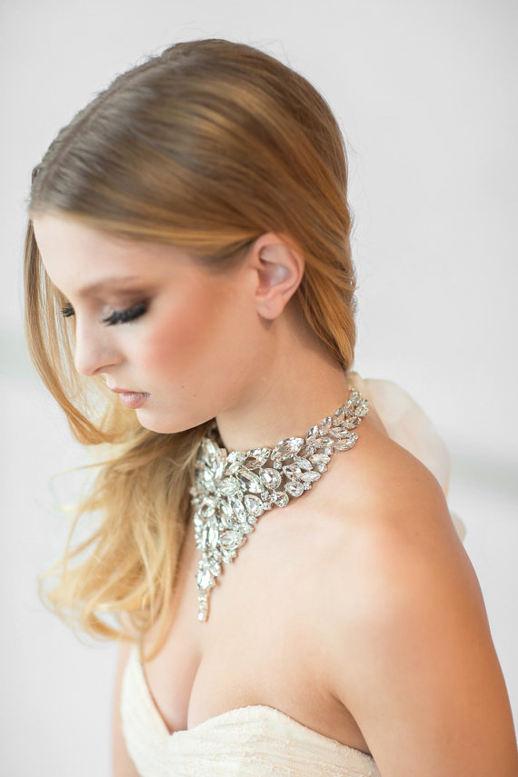 Hochzeit - Bridal Necklace , Wedding Ribbon Necklace , Wedding Jewelry - New