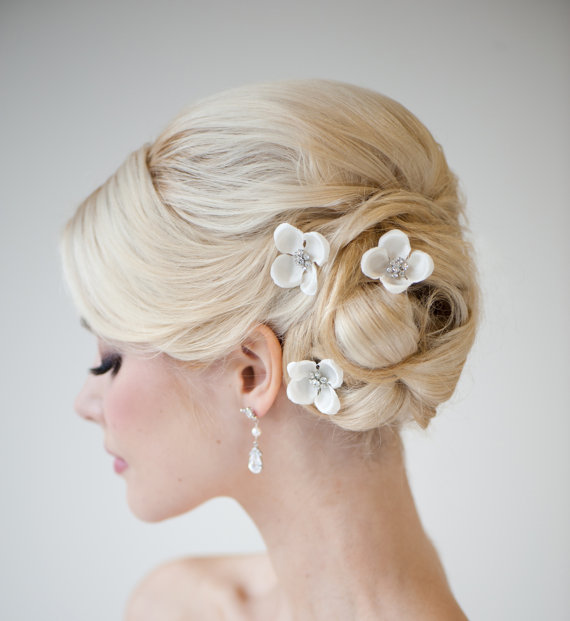 Свадьба - Silk Flower Hairpins -  Bridal Hairpins