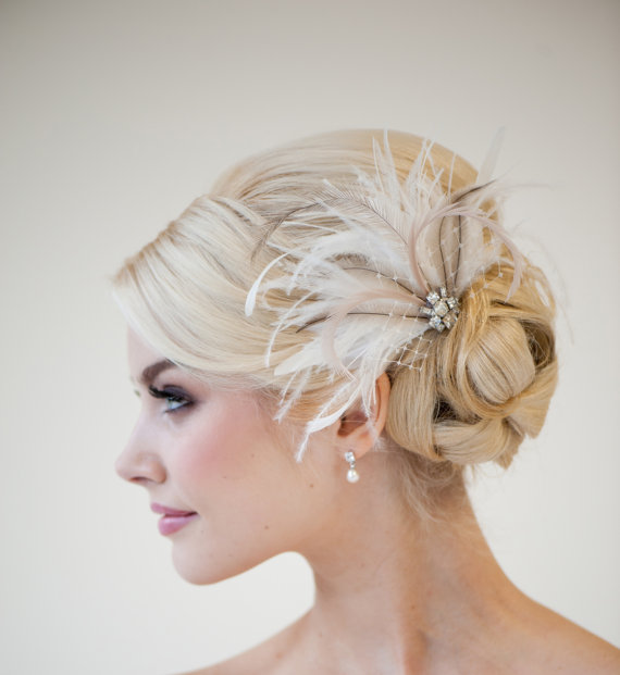 زفاف - Bridal Fascinator, Wedding Head Piece, Feather Fascinator, Bridal Hair Accessory -  OLIVIA - New