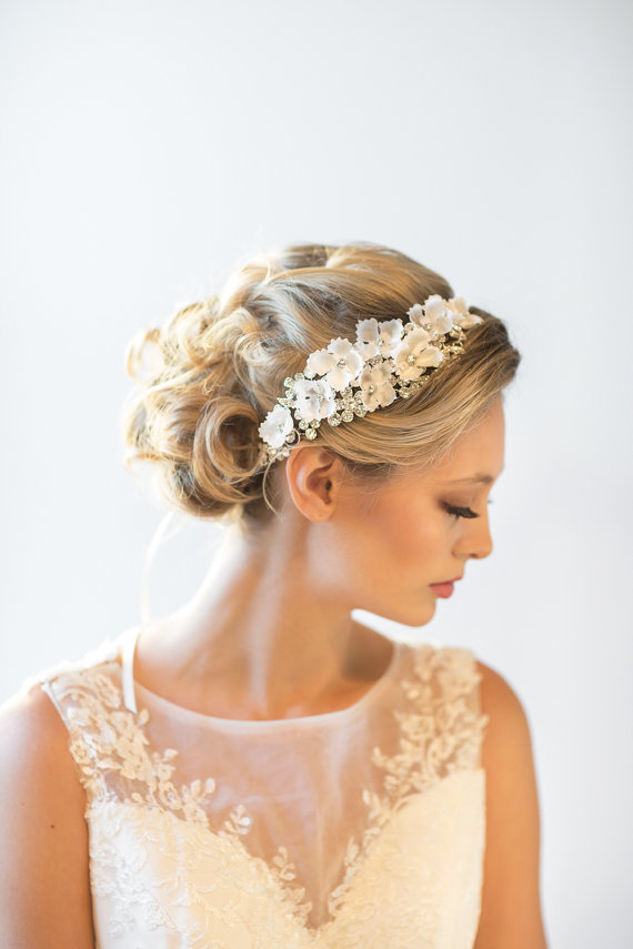 زفاف - Wedding Headpiece, Bridal Hair Accessory, bridal Ribbon Headband - New