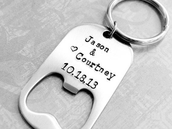 Mariage - Wedding Favor - Personalized Bottle Opener with Names & Date.  Men's Wedding Favor.  Gift For Groomsmen. - New