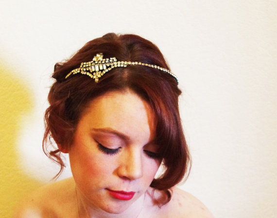 زفاف - Vintage Art Deco Bridal Tiara Headband - One Of a Kind - New