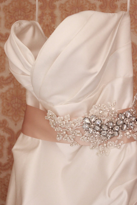 زفاف - Bridal Sash, Rhinestone Bridal Sash, Crystal Wedding Belt - New