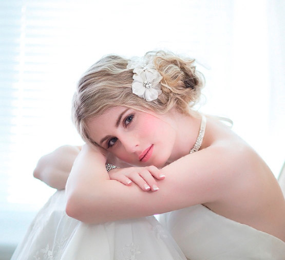 زفاف - Wedding Hair Accessory, Bridal Hairclips, Silk Flower Hair clips, Ivory flower Hair Accessory - New