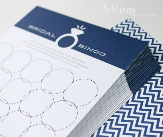 Wedding - 12 Bridal Bingo Cards  //  Navy - New