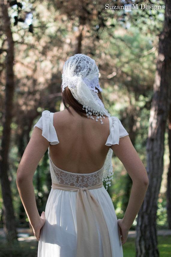 زفاف - Gypsy Long Wedding Gown Bridal Boho Dress Bohemian Long Ivory Gown Bridal Long Gown - Handmade by SuzannaM Designs - New