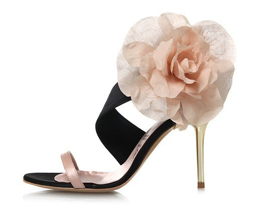 Mariage - Black Stiletto sandal peach clip  -  stappy heels sandals
