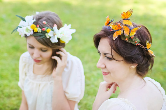 Wedding - orange floral crown