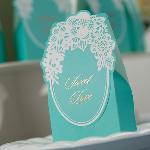 Mariage - 50 Pcs Tiffany Blue Wedding Favor Box; Chic Wedding Candy Box -- Ship Worldwide 3-5 Days - New