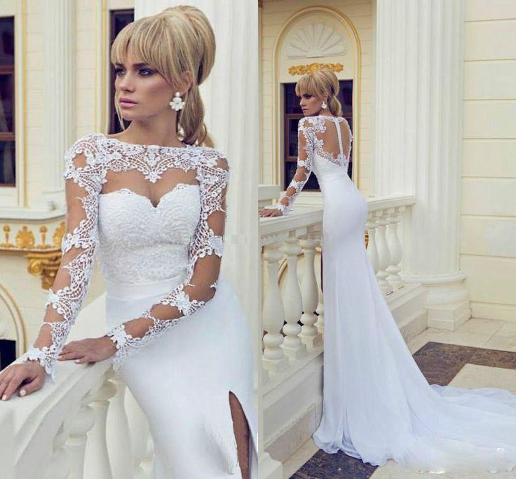 Mariage - New Long Sleeve Lace&Taffeta Sweetheart Wedding Bridal Dress Custom Size6-22