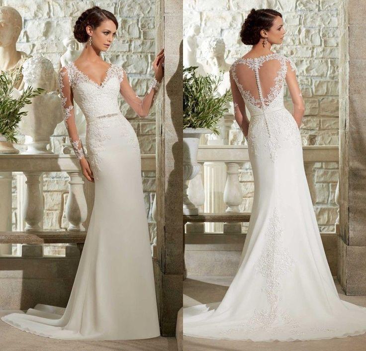 زفاف - Custom New Lace White/Ivory Wedding Dress Bridal Gown Size 2-4-6-8-10-12-14-16