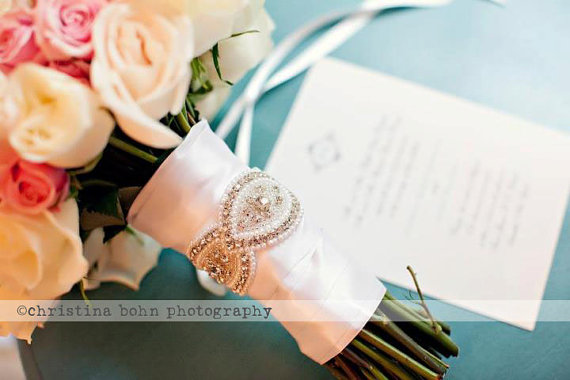 Hochzeit - Crystal Bridal Bouquet Wrap