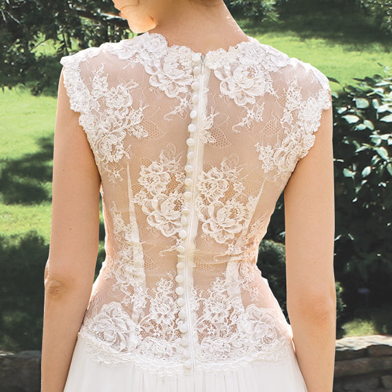 زفاف - For a very short period of time. Designer Wedding Gown Bohemian Wedding Dress Lace Back dress from chiffon Made to order - New