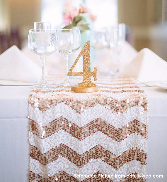 Hochzeit - Chevron Sequin Table Runner READY TO SHIP. Sparkly Wedding Tablecloth for Reception, Bridal Shower, Sparkly Winter Wedding Ceremony Decor - New