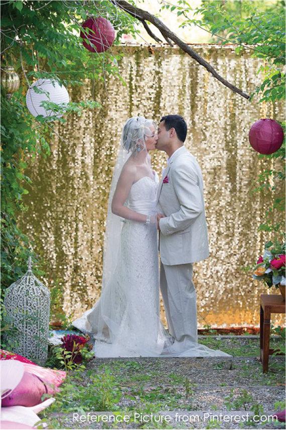 زفاف - Sequin Wedding Head Table Backdrop MADE TO ORDER, 45 colors of Shimmery Fabric Background for Wedding / Bridal Shower / Guest Photo Booth - New