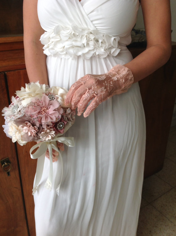 Hochzeit - Silk Fabric Wedding Bouquet For The Bride