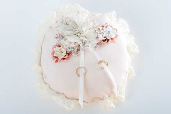 زفاف - Pink Wedding Ring Bearer Pillow