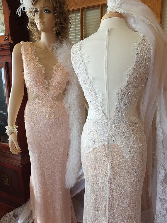 زفاف - Backless palest pink wedding gown