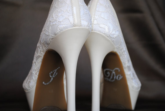 زفاف - I Do Shoe Stickers Clear Rhinestone I Do Wedding Shoe Appliques - Rhinestone I Do Shoe Decals for your Bridal Shoes - New