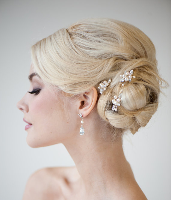 Hochzeit - Bridal Hairpins, Wedding Hairpins, Swarovski Hairpins, Pearl Hairpins - DIANNE - New