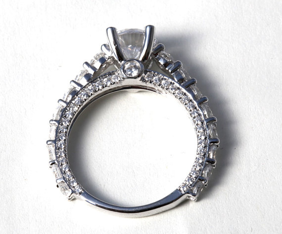 Hochzeit - 1.71 carats - Round cut Diamond Engagement Ring SETTING semi mount- 14k White gold-  weddings - brides - Bp008 - New