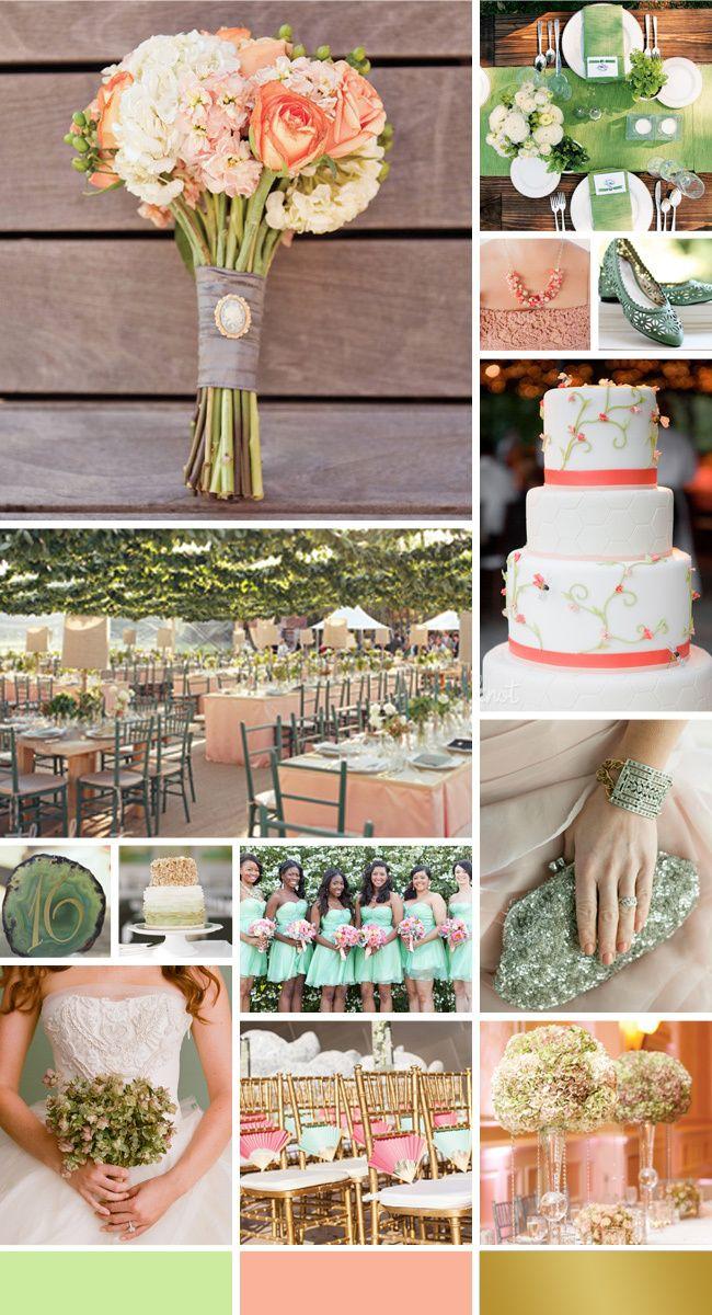 Wedding - Color Palette We're Loving... Mint, Peach And Gold