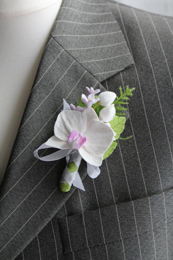 زفاف - Weddings. Buttonhole Boutonniere for men. Polymer clay flower. - New