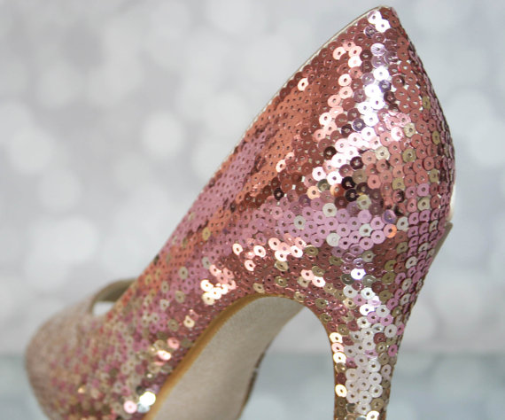زفاف - Wedding Shoes -- Ombre Sequin Bridal Shoes - New