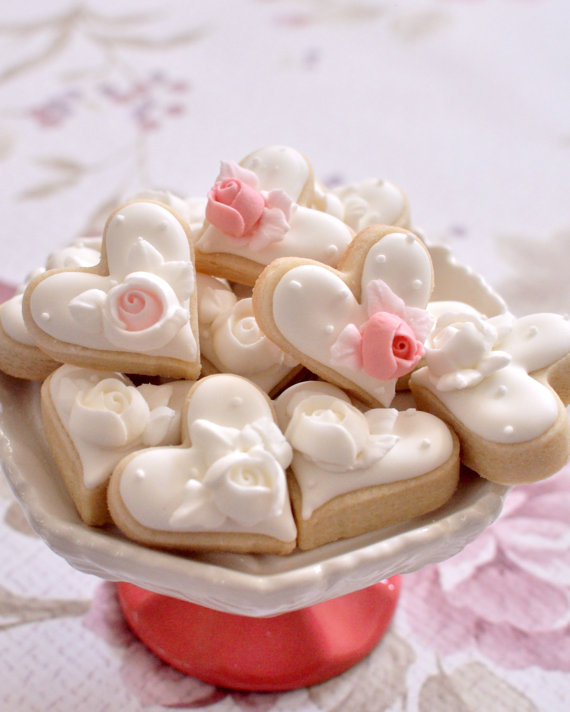 Wedding - 36 Pcs Mini Heart Cookie Favor- Wedding Favors, Bridal Showers, Bridesmaids Gifts, Baby Showers - New