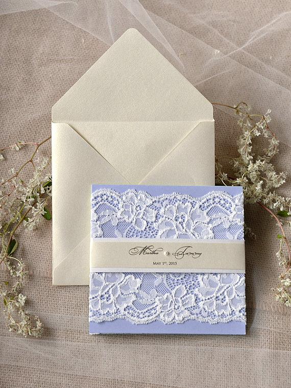 Hochzeit - Custom Listing (20) Lilac Wedding Invitation, Lace  Lavender Wedding Invitations , Vintage Lilac  Wedding Invitation 4lovepolkadotslkadots - New