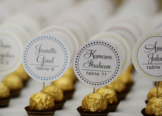 Свадьба - Unique ***ONE-OF-A-KIND on the world wide web*** Wedding Reception Ferrero Rocher Chocolate Truffles Escort Cards place card party favors - New
