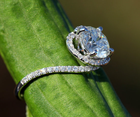 زفاف - 2nd  Payment - 14k Yellow gold - Diamond Engagement Ring and Wedding band set - Halo -  Thin Swirl - Pave - Weddings- Luxury- Brides - New