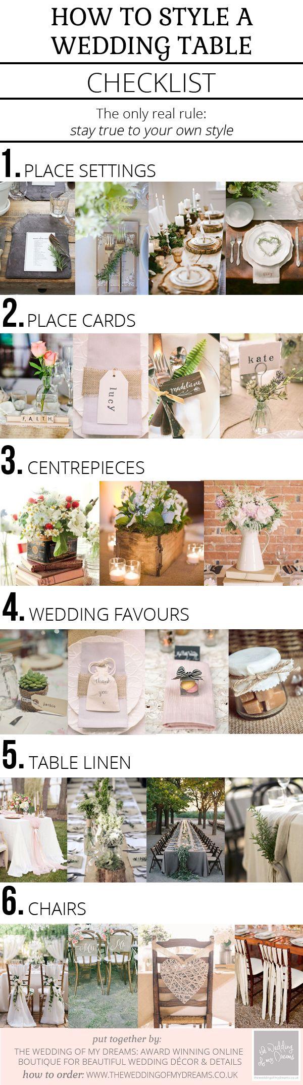 Hochzeit - How To Style A Wedding Table – Checklist