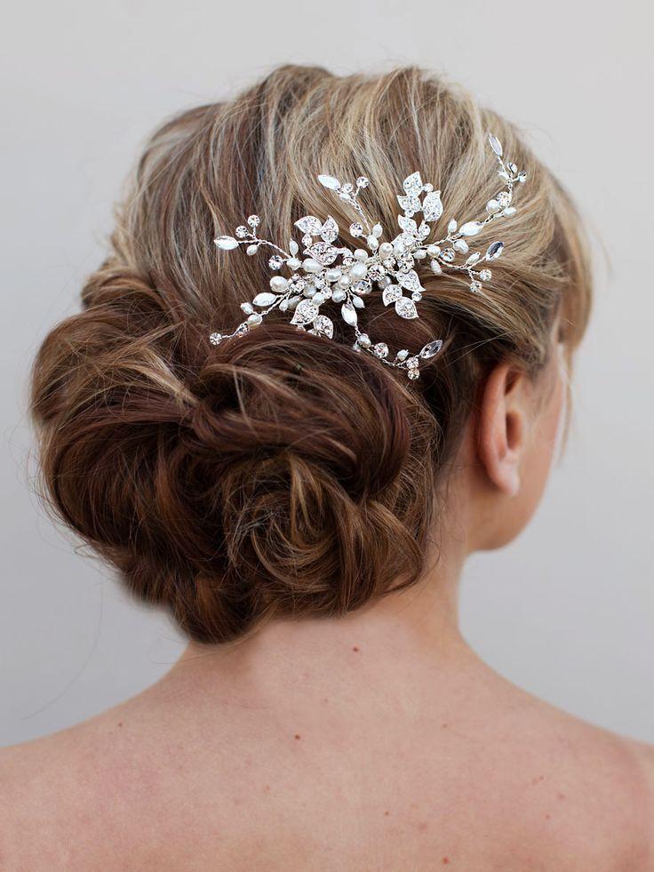 Hochzeit - Rhinestone And Pearl Bridal Hair Comb ~ "Joyful"